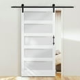 thumbnail image 4 of Spaco 42 inchx 84inch Unfinished Sliding Barn Door with 7FT Barn Door Hardware Kit & Handle, 5 Panel Tempered Glass, White, 4 of 7
