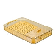 [Kitchen Supplies] (Large Amber Gold (with Storage Box) Tea Set Cup Holder Double Layer Drain Tray