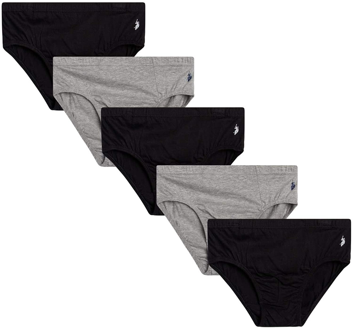 U.S. Polo Assn. Men's 5-Pack Low Rise Brief Underwear (Small, Blacks ...