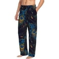 thumbnail image 3 of Mens Pajama Pants - Soft Sleep & Lounge Pants for Men, Peacock Feathers Cuteness Casual PJ Bottoms Pants with Pockets, 3 of 5