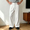 thumbnail image 4 of Mens Straight Leg Jeans with Double Pleats Relaxed Fit Casual Wide Leg Trousers, 4 of 6