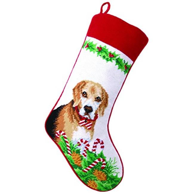 Beagle Dog Needlepoint Christmas Stocking NWT 