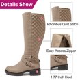 thumbnail image 5 of Love Steetly Women's Extra Wide Calf Knee High Boots, Quilted Tall Boots with Buckle Chain, Block Heel Side Zipper Non-Slip Winter Boots., 5 of 8
