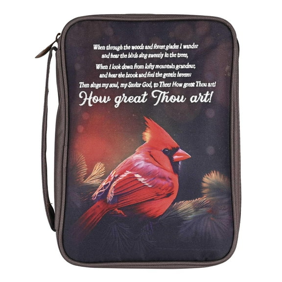 Dicksons Cardinal - How Great Thou Art, Brown/Red 10.75 x 7.9 Inch Polyester Zipper Bible Case Cover