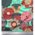 thumbnail image 1 of Soimoi Moss Georgette Fabric Flower Artistic Print Fabric by the Yard 42 Inch Wide, 1 of 3