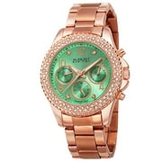 August Steiner Womens AS8136GN Rose Gold Multifunction Quartz Watch with Light Green Dial and Rose Gold Bracelet