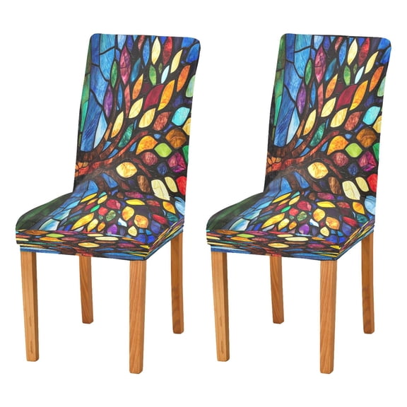 BZSMCE Chairs Slipcovers Dining Chair Covers Colorful Glass Tree Creative Pattern