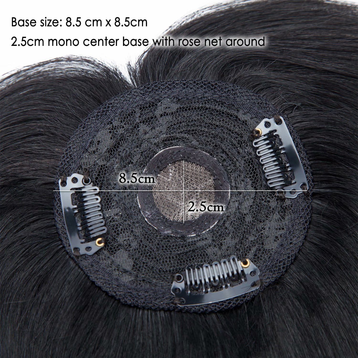 Benehair 100% Remy Human Hair Extensions Clip In Women's Topper Toupee Hairpiece With Bang Mono Base Wiglet Hair Loss Black US