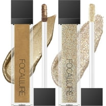 FOCALLURE 2PCS Liquid Glitter Eyeshadow,Metallic Long Lasting Waterproof Eye Makeup,Pecan