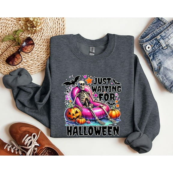 Just Waiting For Halloween Shirt, Summerween Shirt, Halloween Sweatshirt, Funny Halloween Shirt, Halloween Party Shirt, Summer Halloween Shirt