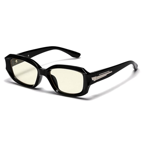 Trendy 90’s Retro Rectangle Thick Square Frame Black Clear Tint Sunglasses