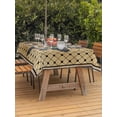 thumbnail image 3 of Outdoor Tablecloth with Umbrella Hole for Patio/Picnic/Party/Camping, Vintage Geometric Waterproof Table Cloth Rectangle Table Cover Washable, Green Brown Abstract Plaid Checkered (54"x 80"), 3 of 8