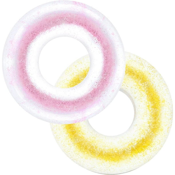 Inner Tubes for Pool Adult, Swimming Tube with Confetti Glitter, Summer Pool Transparent