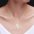 thumbnail image 5 of AFFY Heart Simulated Aquamarine & Cubic Zirconia Dolphin Pendant Necklace 14K Yellow Gold over Silver, 5 of 5
