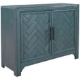 thumbnail image 4 of Oufan 40" Farmhouse 2-Doors Storage Sideboard Buffet Cabinet w/Adjustable Shelves & Pattern Door, Decorative Coffee Accent Cabinet Console Table for Entryway Kitchen Dining, Antique Blue, 4 of 9