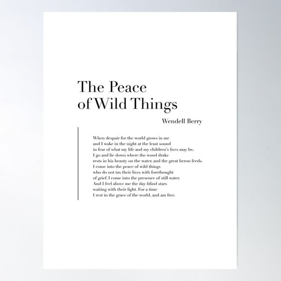 The Peace Of Wild Things By Wendell Berry Poster Wall Art, Modern Wall Decor For Living Room Bedroom, 8x12 UNFRAMED