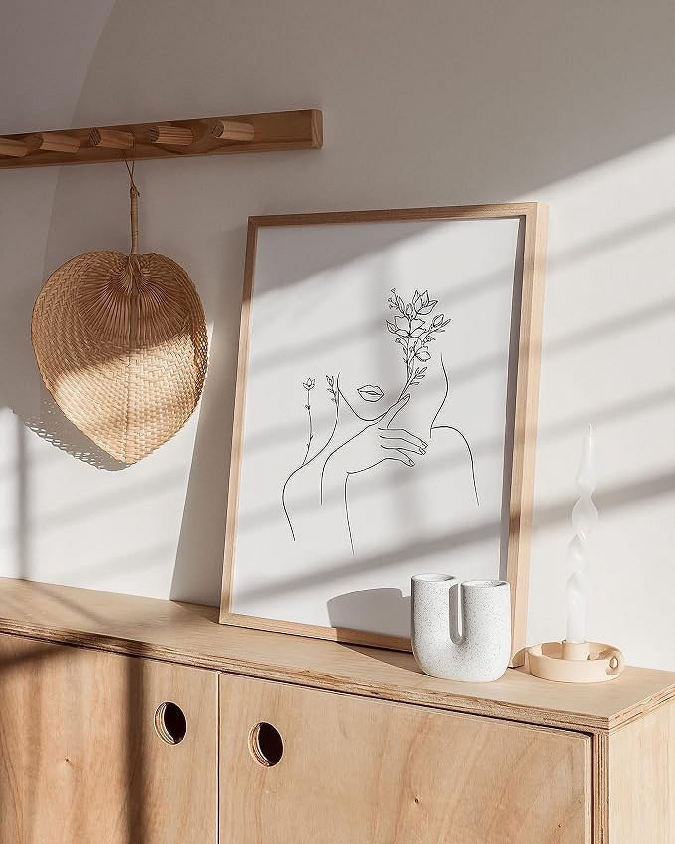 Line Art Wanddekoration, 4er Set, 8x10 Zoll – Minimalistische Kunstdrucke, Ungerahmt
