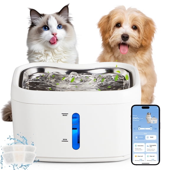 Cat Water Fountain,2.5L Auto Cat Fountains for Drinking,5G Wi-Fi APP Control Quiet Water Dispenser