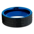 thumbnail image 2 of Blue Tungsten Wedding Ring,Hammered Wedding Ring,8mm Black Tungsten Ring,Tungsten Carbide Ring,Engagement, 2 of 4