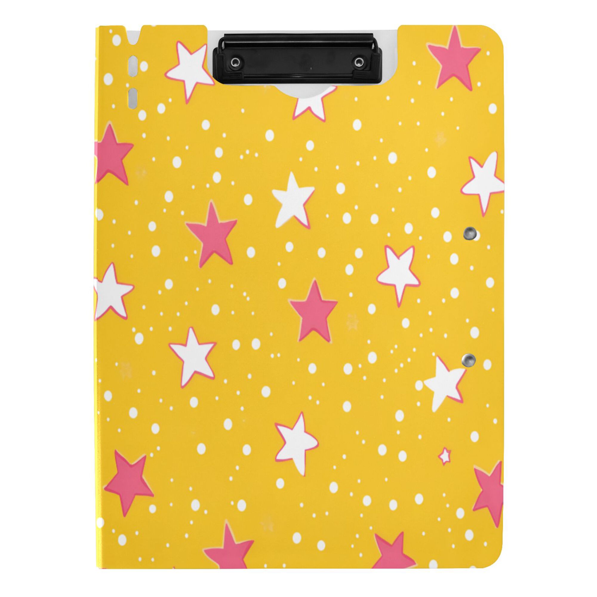 FORMRS A4 Clipboard Folder with Pen Holder Horizontal Foldable School Office Binder, White Stars