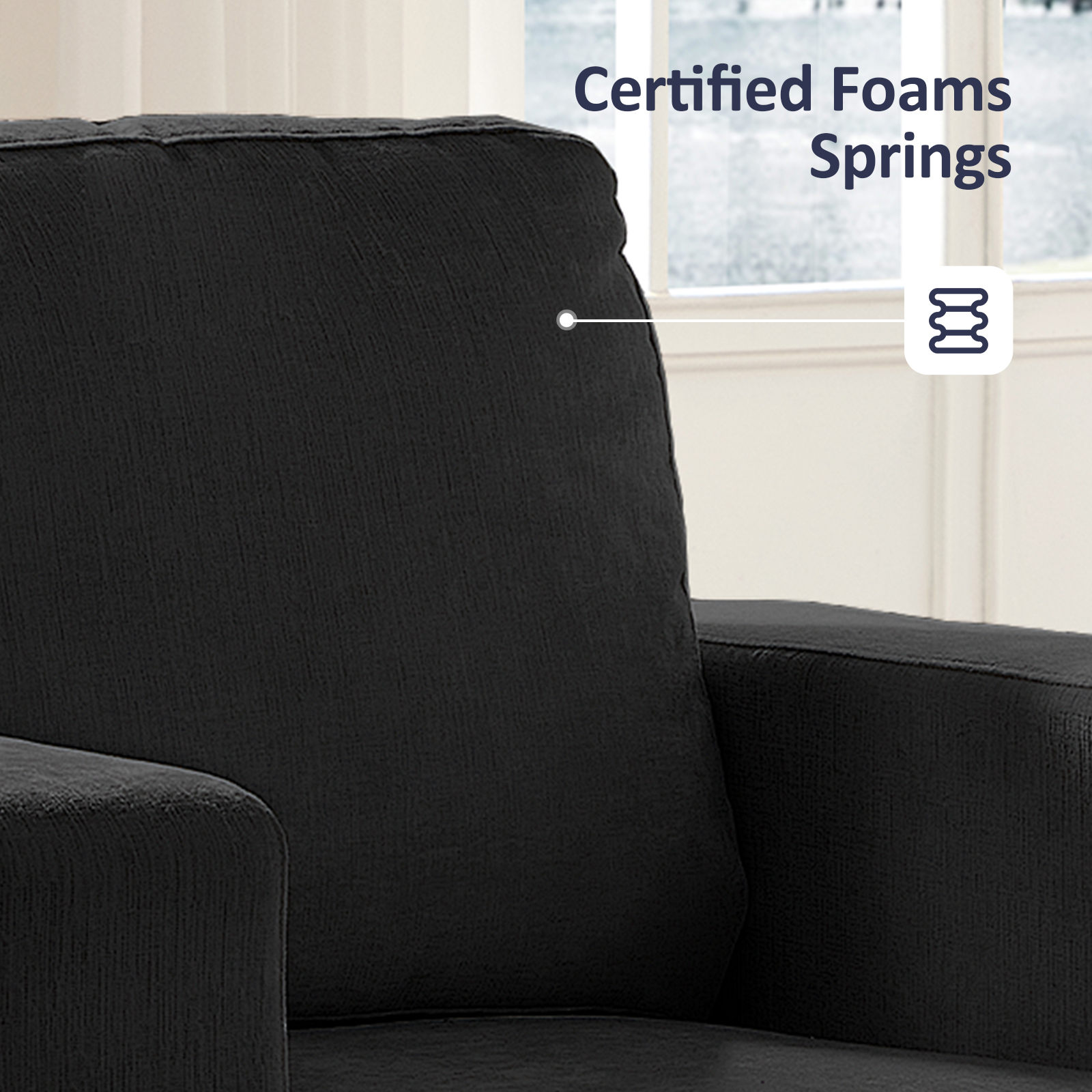 ZAFLY 82” Deep Seat Couch with Wide Armrest, Oversized Sofas and Couches for Small Space/Living Room - Dark Gray
