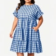 thumbnail image 3 of YuXingFu Dresses for Women Oversize Mini Crew Neck Plus Size Womens Dress Short Sleeve for Beach Casual Summer Blue XL, 3 of 9