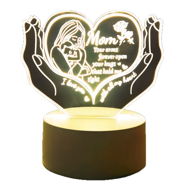 Luz 3D con Diseño de Manos Enamoradas, Lámpara de para Acción de Gracias, Regalo Romántico LED para el Día de la Madre.