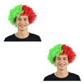 thumbnail image 1 of Seitruly Peluca de payaso Pelo Fiesta de Navidad Pelos sintéticos Aficionados al fútbol Multiusos Amplia aplicación Multicolor Headwearing Portugal Tamaño libre 2piezas, 1 of 6