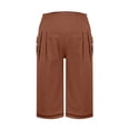 thumbnail image 3 of WILLBEST Pantalones Casuales de Verano para Mujer, de Color Liso, de Cintura Alta, Anchos y con Bolsillos y Botones. Mediana, 3 of 4