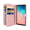 thumbnail image 3 of NEXTKIN Multi Card Slots Double Flap Bling Glitter Wallet Pouch Case for Samsung Galaxy S10 G973 6.1" (NOT FIT Samsung Galaxy S10+ / S10 Plus 6.4 inch or S10E 5.8 inch), Rose Gold, 3 of 8