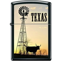Zippo Lighter- Texas Bull Longhorn Windmill Black Matte Windproof Lighter #Z5063