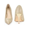 thumbnail image 2 of BLISSFUL STEP Pointy Toe Stiletto Heel Wedding Sparkly Heels Pumps for Women Gold 5.5, 2 of 7