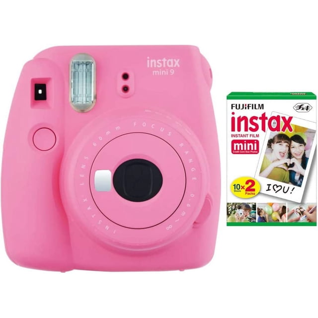 Fujifilm Cámara Instantánea Instax Mini 9 (Rosa Flamenco) con Paquete de 20 Mini Películas