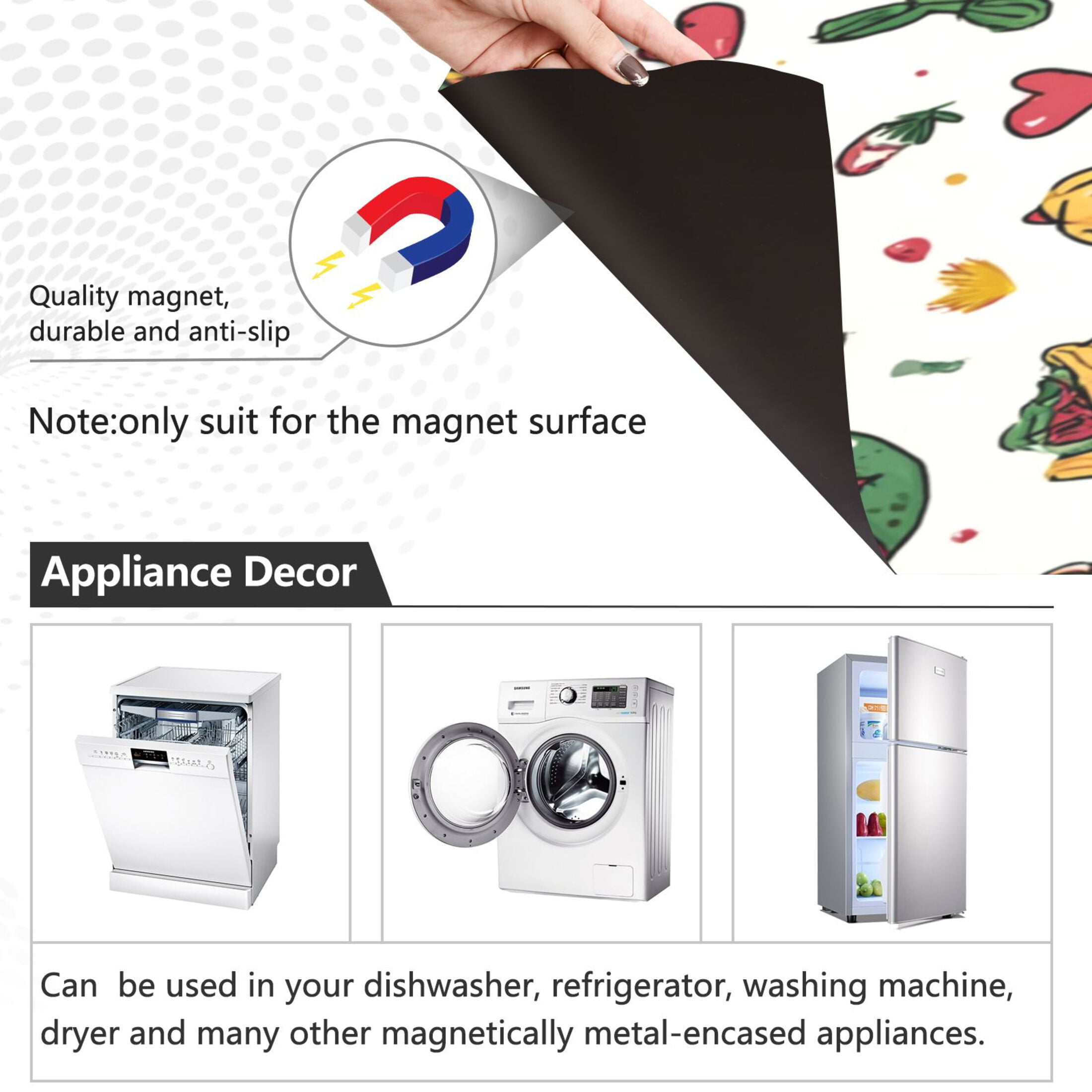 IAUYY Magnetic decorative sticker - 23x26 Inch PVC Refrigerator Decorative Cover, Removable DIY Art for Kitchen Appliances Mexican Cartoon Style