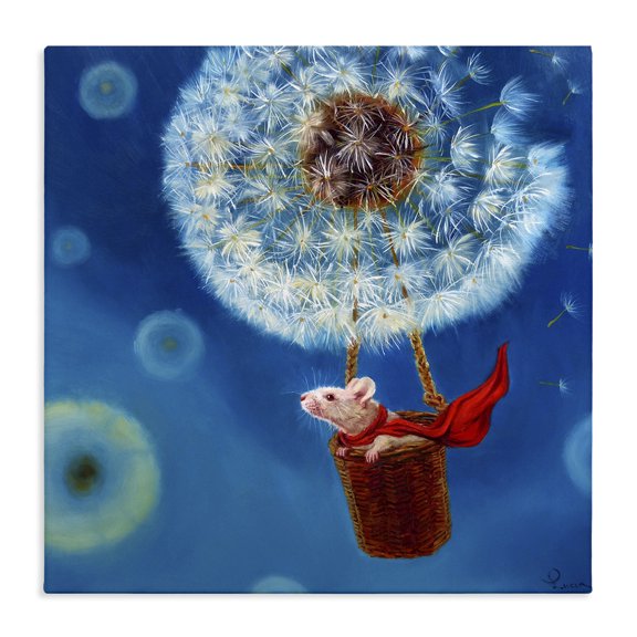 Stupell Industries Bohemian Dandelion Hot Air Balloon Mouse Canvas Art, 17 x 17, by Lucia Heffernan