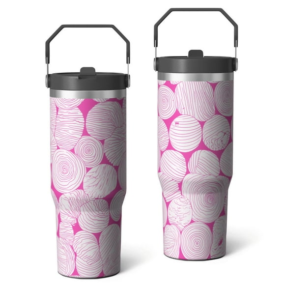30oz Handheld Travel Tumbler with Handle – Double Wall Stainless Steel Insulated Cup, Flip Straw Lid, Leak-Proof & BPA-Free for Hot and Cold Drinks – Durable Coffee & Juice Mug Pink