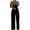 Black, variant on VerPetridure Women's Adjustable Strap Sequins Baggy Jumpsuits for Women Summer Casual Loose Short Sleeve V Neck Rompers Wide Leg Long Pants