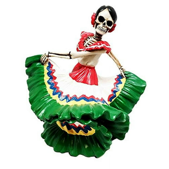 Dancing Senorita Day of The Dead Sugar Skull Mexico Dancer Figurine Calacas