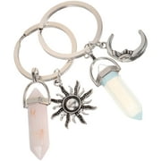2pcs Exquisite Keychains Key Rings Metal Keychains Sun Moon Shaped Keychains