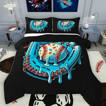 Homewish Baseball Sport Gamer Bedding Comforter Set,Boys Ball Game Twin Comforter Sets,Blue White Black Bedding Set For Teens,Luxury Bedroom Decor Reversible,2 Pieces