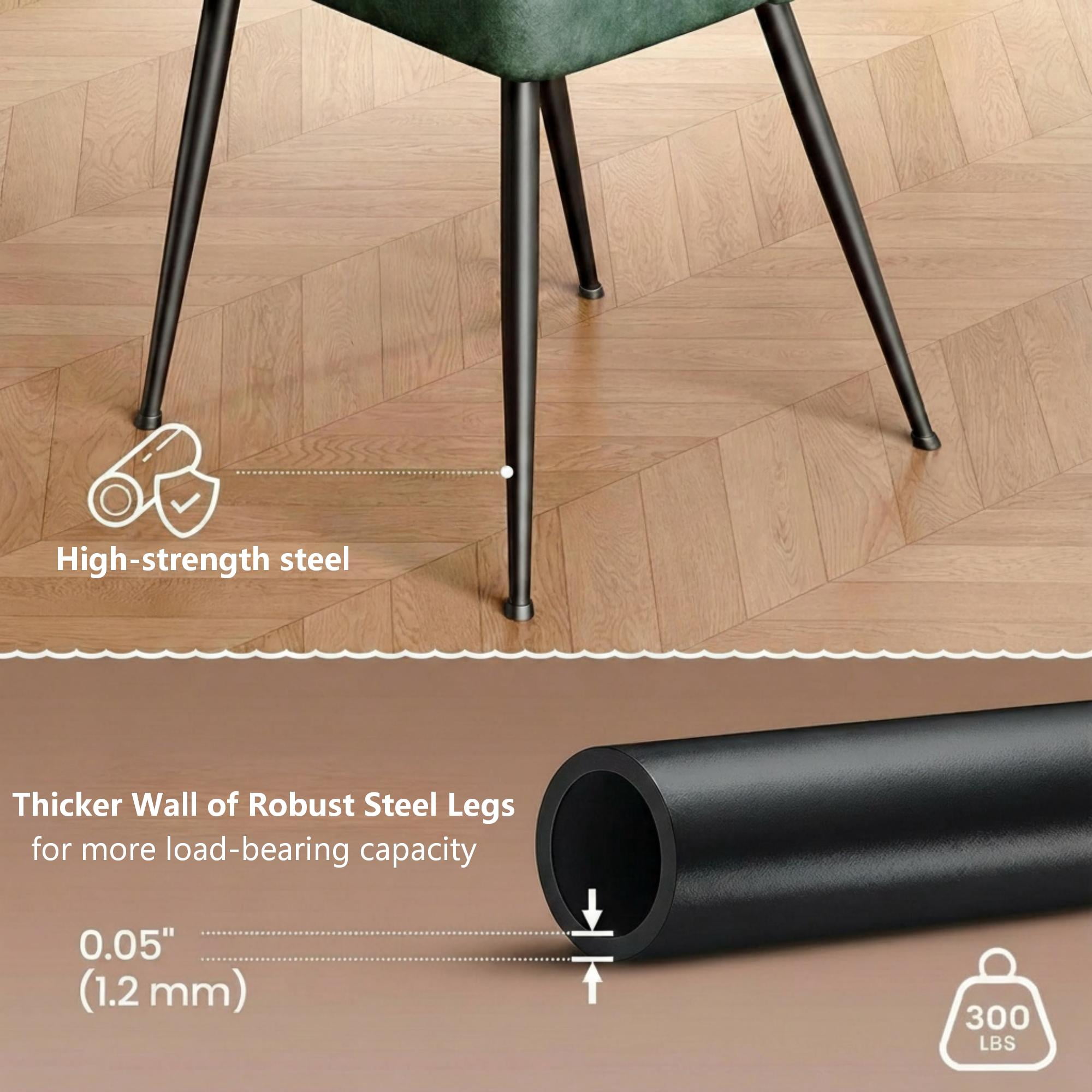 Sailvan Dining Chairs Set of 2, Modern Living Room Chairs, Leather Kitchen Chairs, Mid Century Style Upholstered Chairs for Dining room, With Cushion Seat And Metal Legs, Easy Assembly, Black