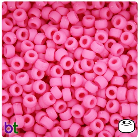 BeadTin Dark Pink Matte 6.5mm Mini Barrel Pony Beads (1000pcs)