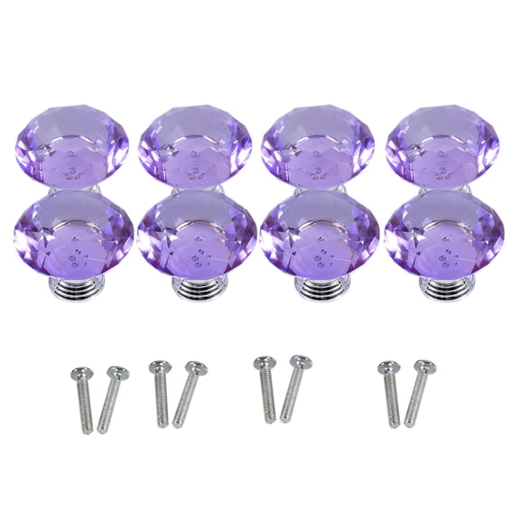 10Pcs Cabinet Knobs Crystal Glass Door Knob Drawer Kitchen Cupboard Cabinet Furniture Handle Purple