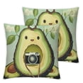 thumbnail image 2 of Acheng Cute Avocado Cartoon Throw Pillow Covers Soft Decor Plush Pillow Cases Cushion Covers for Living Room Bedroom Home Throw Pillowcases Sofa Couch Chair Car Outdoor, 2 Pcs White, 2 of 6