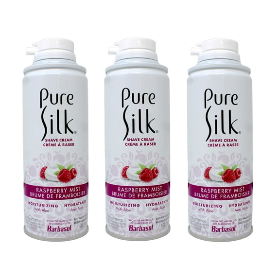 Pure Silk Shave Cream with Aloe, Raspberry Mist, 5 OZ - 3 Pack
