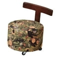 thumbnail image 3 of Lipstore Pouf Mobile Tabouret Roulant avec Roues Accent Chaise de Coiffeuse à Roulettes pour Changer de Chaussures Repose-Pieds pour Couloir Appartement Ferme Vert Floral, 3 of 8