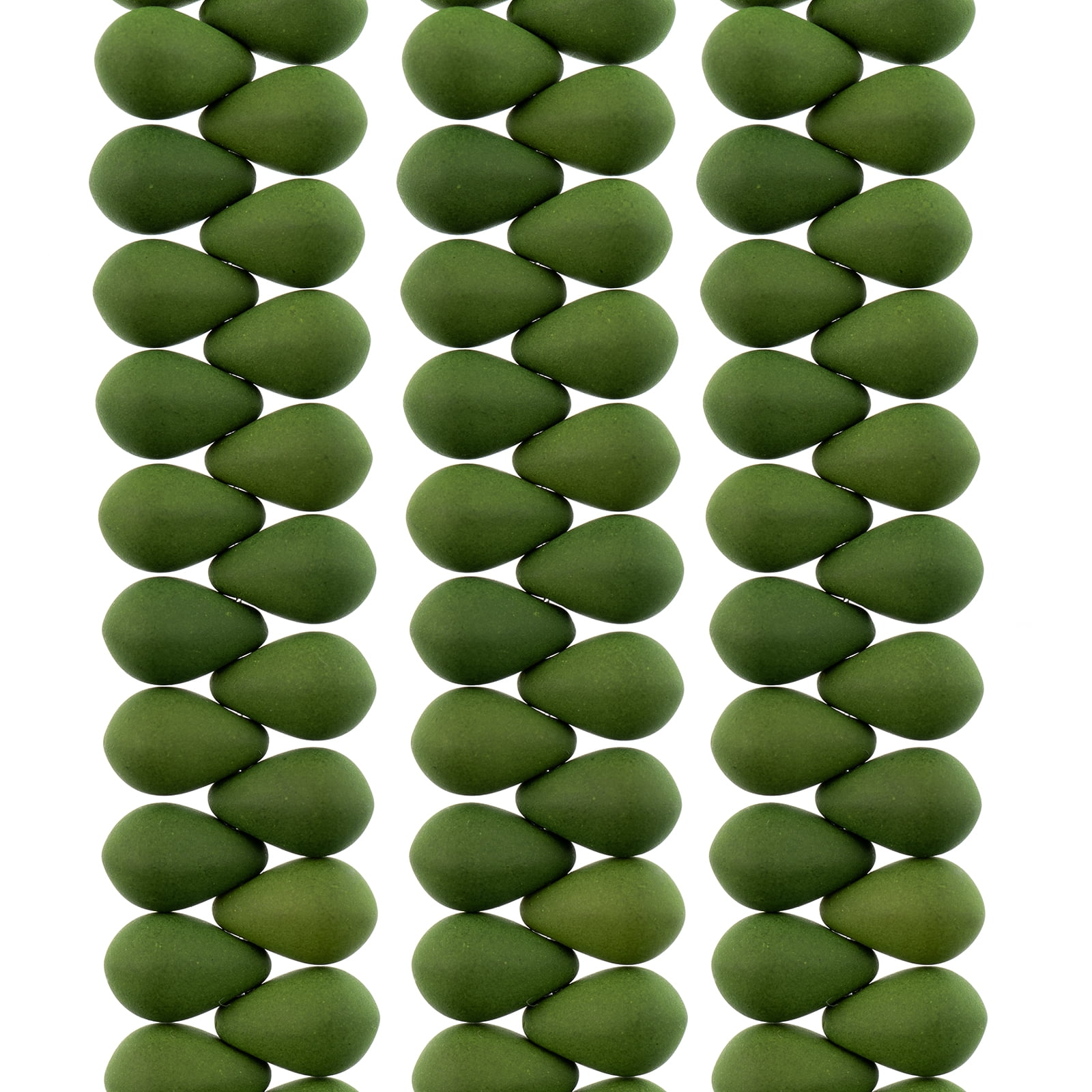 114pcs John Bead 6x9mm Czech Glass White Alabaster Green Teardrop Bead Strands for DIY Jewelry Making Crafts