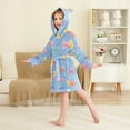 thumbnail image 2 of FORMRS Niños Bathrobe Unisex Hooded Robe Soft Plush Pajamas Sleepwear, Size 7-9T, Blue Cartoon Cat Pattern, 2 of 7