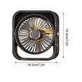 thumbnail image 4 of Homellea Black Rechargeable Desk Fan, Portable Square Personal Fan with LED Night Light and Adjustable Stand for Office, Bedroom, Dorm, Vanity, Table and Summer Travel, 4 of 8