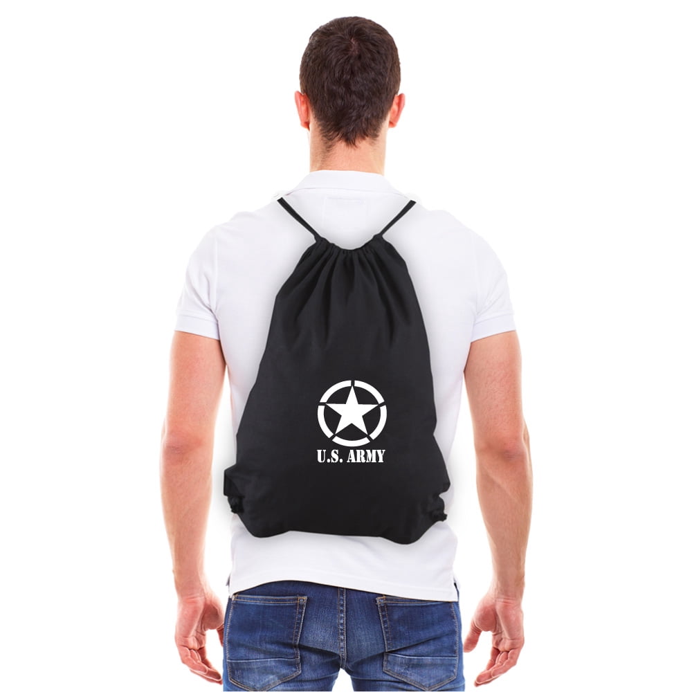 U.S. Army Star Military Sticker Eco-friendly Draw String Bag in Black ...